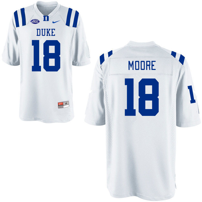 Men #18 Jayden Moore Duke Blue Devils College Football Jerseys Stitched-White